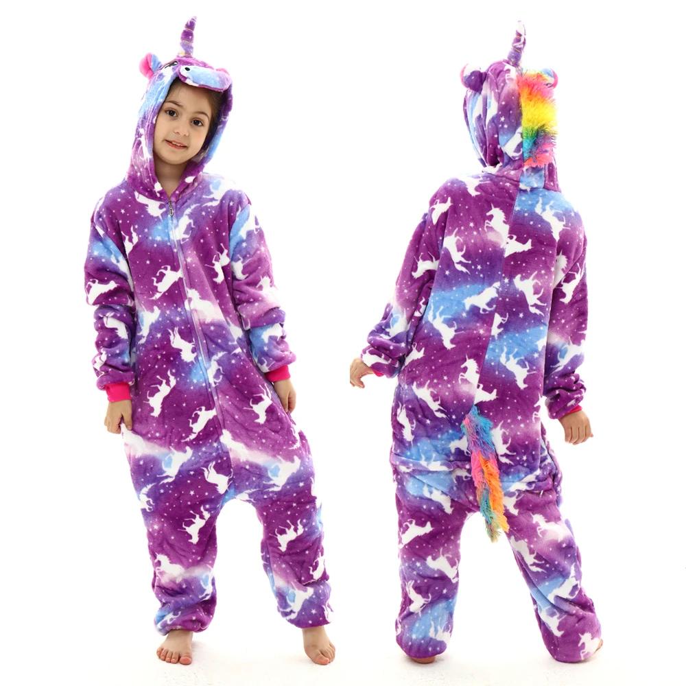 Kigurumi Childrens Pajamas for Boys Girls Unicorn Pyjamas Flannel Kids Pijamas Suit Animal Sleepwear Winter Cat Ones